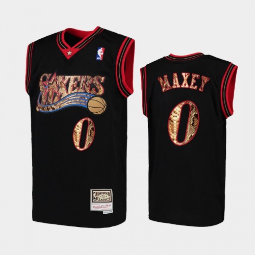 Philadelphia 76ers Tyrese Maxey Men #0 Python Skin HWC Black 2021 Exclusive Edition Jersey