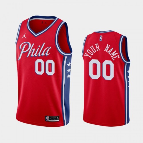 Men's Philadelphia 76ers #00 Custom 2020-21 Statement Red Jersey