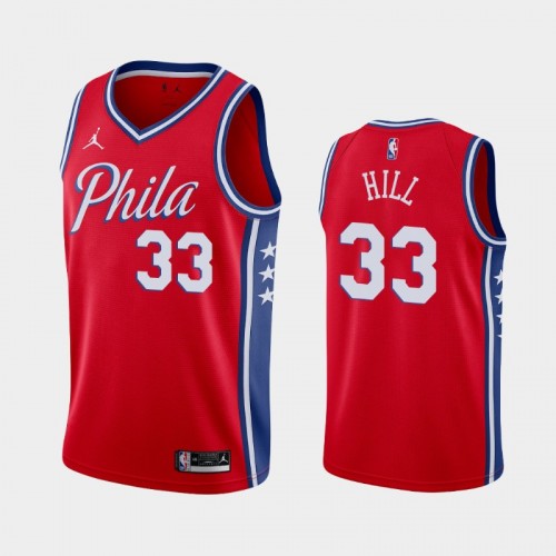 Men's Philadelphia 76ers George Hill #33 2021 Statement Red Jersey