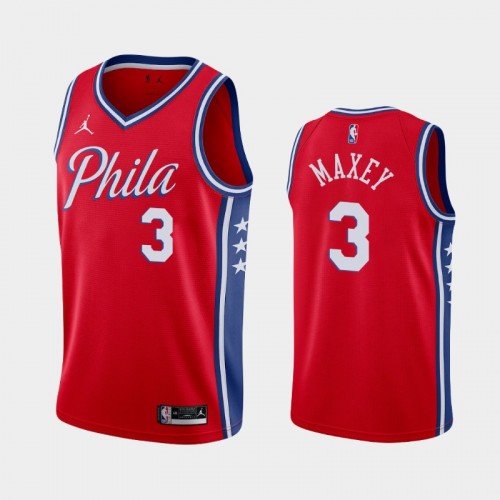 Men's Philadelphia 76ers Tyrese Maxey #0 Statement 2020 NBA Draft First Round Pick Red Jersey