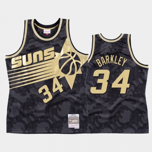 Phoenix Suns #34 Charles Barkley Black Toile Jersey