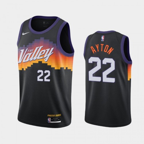 Men's Phoenix Suns Deandre Ayton #22 2020-21 City Black Jersey