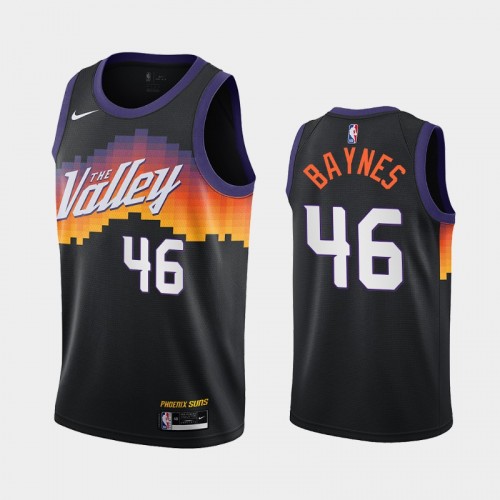 Men Phoenix Suns #46 Aron Baynes 2020-21 City Edition The Valley Black Jersey