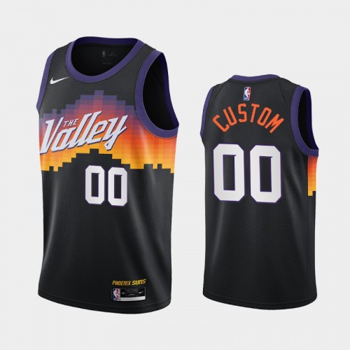 Men Phoenix Suns #00 Custom 2020-21 City Edition The Valley Black Jersey