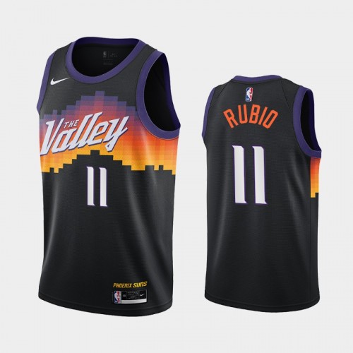 Men Phoenix Suns #11 Ricky Rubio 2020-21 City Edition The Valley Black Jersey