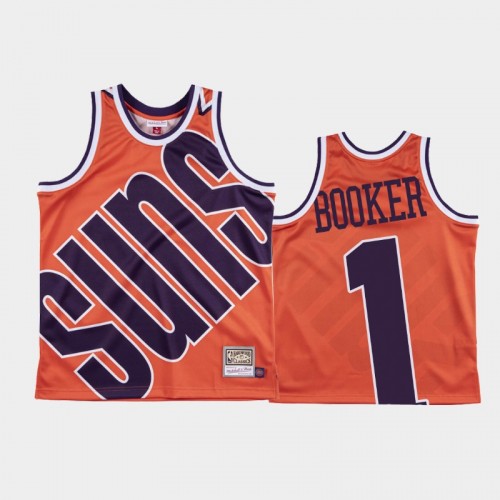 Phoenix Suns #1 Devin Booker Orange Big Face Jersey - Hardwood Classics