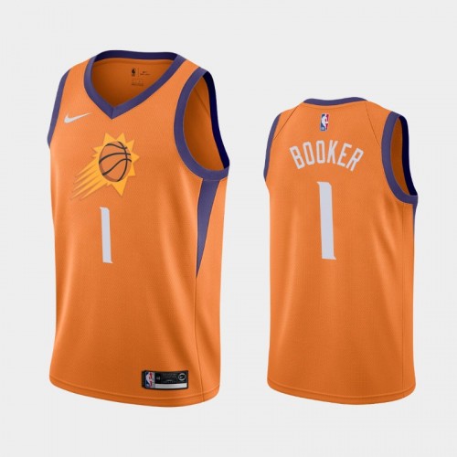 Men's Phoenix Suns #1 Devin Booker 2019-20 Statement Orange Jersey
