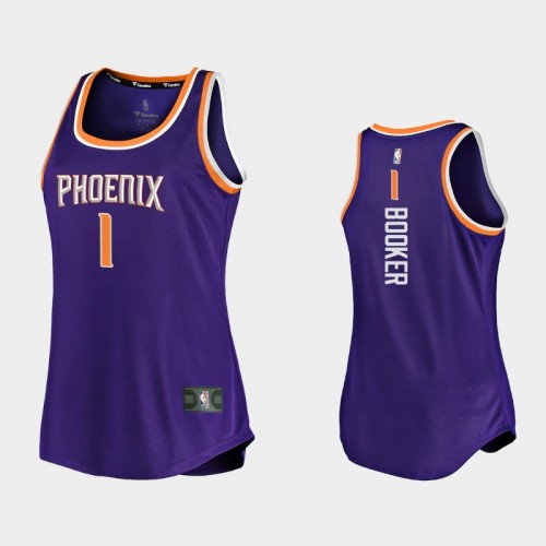 Phoenix Suns Devin Booker Women #1 Icon Edition Tank Purple Jersey