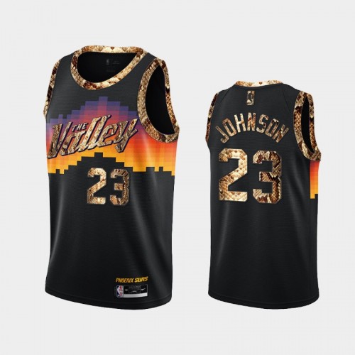 Phoenix Suns Cameron Johnson Men #23 Python Skin Black 2021 Exclusive Edition Jersey