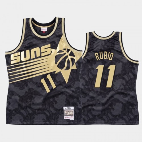 Phoenix Suns #11 Ricky Rubio Black Toile Jersey