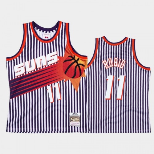 Phoenix Suns #11 Ricky Rubio Striped Navy 1996-97 Jersey