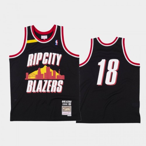 Men's Portland Trail Blazers #18 Amine Black NBA Remix Jersey - Rip City Blazers