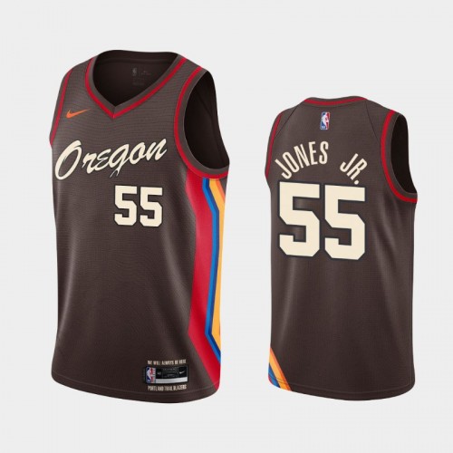 Men's Portland Trail Blazers Derrick Jones Jr. #55 2020-21 City Charcoal Jersey