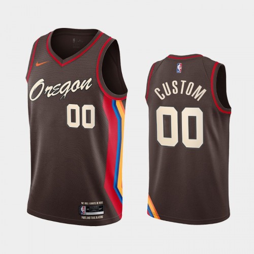 Men Portland Trail Blazers #00 Custom 2020-21 City Edition Oregon Chocolate Jersey