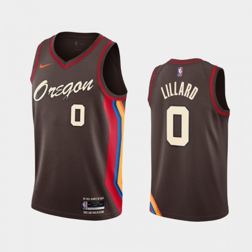 Men Portland Trail Blazers #0 Damian Lillard 2020-21 City Edition Oregon Chocolate Jersey