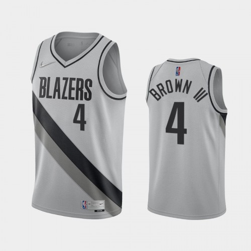 Portland Trail Blazers Greg Brown III Men #4 Earned Edition 2021 NBA Draft Gray Jersey