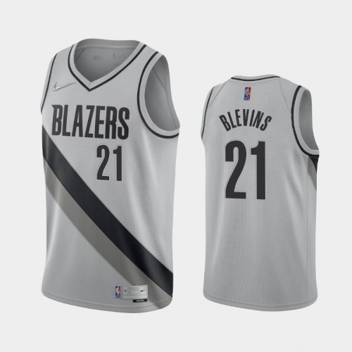 Men's Portland Trail Blazers #21 Keljin Blevins 2021 Earned Gray Jersey