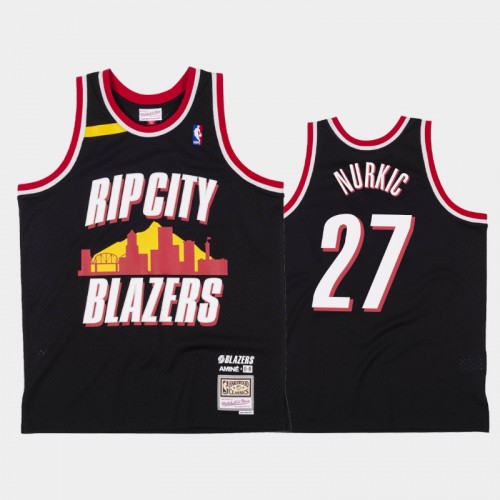 Men's Portland Trail Blazers #27 Jusuf Nurkic Black Amine x BR Remix Jersey