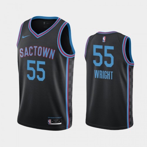 Men's Sacramento Kings #55 Delon Wright 2021 City Black Jersey