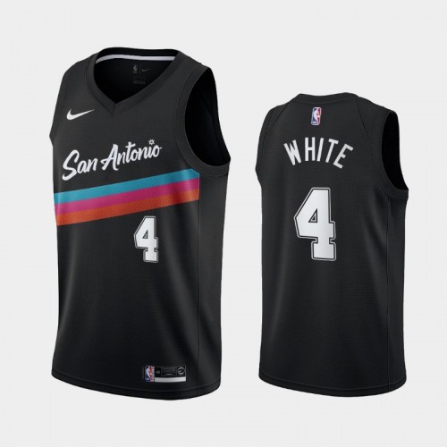 Men San Antonio Spurs #4 Derrick White 2020-21 City Edition Fiesta Colors Black Jersey