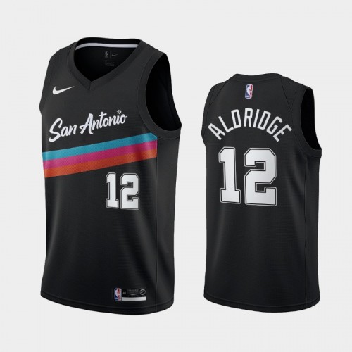Men San Antonio Spurs #12 LaMarcus Aldridge 2020-21 City Edition Fiesta Colors Black Jersey