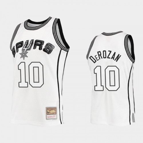 San Antonio Spurs #10 DeMar DeRozan Outdated Classic Mitchell Ness White Jersey