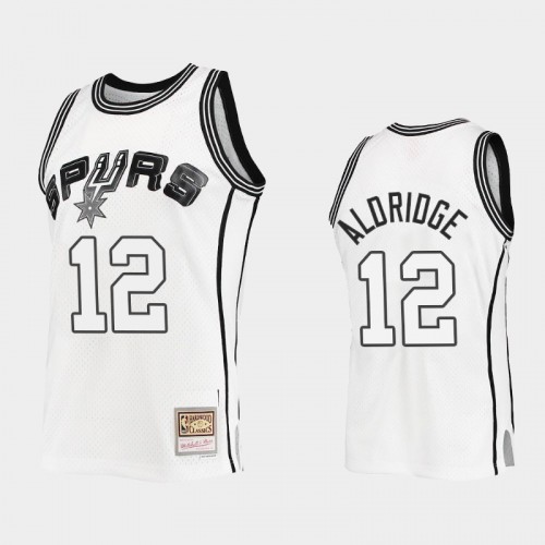 San Antonio Spurs #12 LaMarcus Aldridge Outdated Classic Mitchell Ness White Jersey