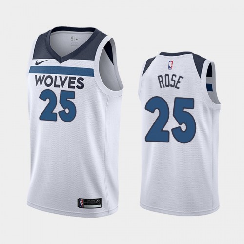 Minnesota Timberwolves Association #25 Derrick Rose White 2019 season Jersey