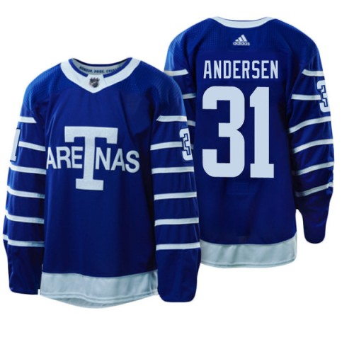 #31 Frederik Andersen Blue 1918 Arenas Throwback Jersey