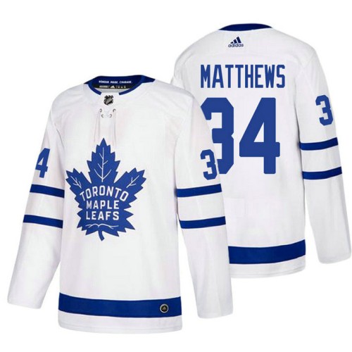 #34 Auston Matthews White 2017-2018 Away Jersey