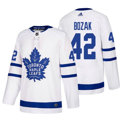 #42 Tyler Bozak White 2017-2018 Away Jersey