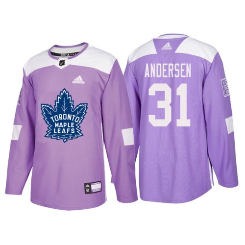 #31 Frederik Andersen Purple Hockey Fights Cancer Authentic Jersey