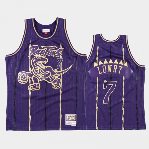 Men's Toronto Raptors #7 Kyle Lowry Gold Purple 2020 Chinese New Year Hardwood Classics Jersey