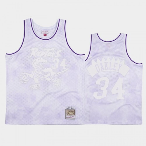 Toronto Raptors #34 Charles Oakley White 1998-99 Cloudy Skies Jersey - Hardwood Classics