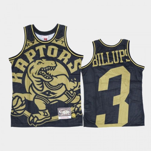 Toronto Raptors #3 Chauncey Billups Black Gold Big Face Jersey - Hardwood Classics