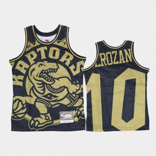 Toronto Raptors #10 DeMar DeRozan Black Gold Big Face Jersey - Hardwood Classics