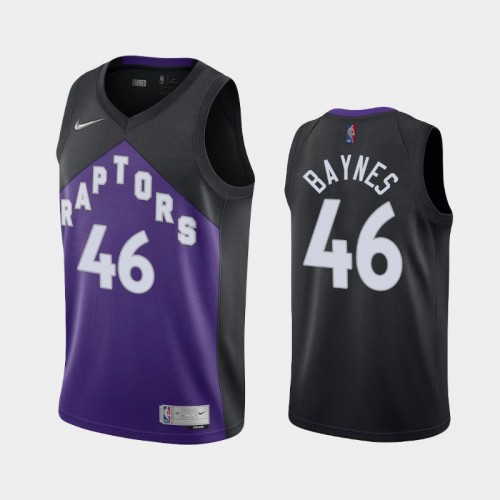 Men's Toronto Raptors #46 Aron Baynes 2021 Earned Black Purple Jersey