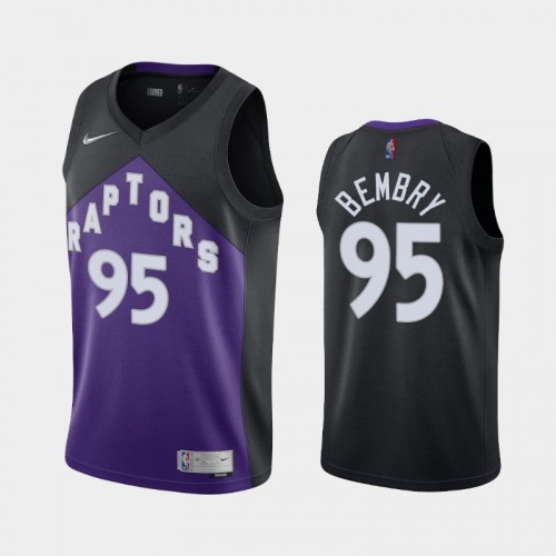 Men's Toronto Raptors #95 DeAndre' Bembry 2021 Earned Black Purple Jersey