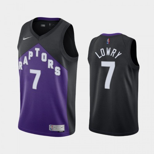 Men's Toronto Raptors #7 Kyle Lowry 2021 Earned Black Purple Jersey