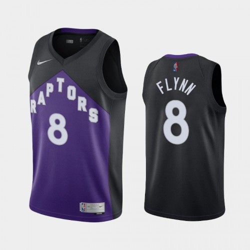 Men's Toronto Raptors #8 Malachi Flynn 2021 Earned Black Purple Jersey