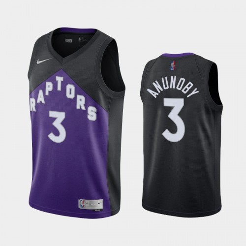Men's Toronto Raptors #3 OG Anunoby 2021 Earned Black Purple Jersey
