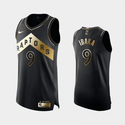Men Toronto Raptors #9 Serge Ibaka black Golden Authentic Limited Edition Jersey