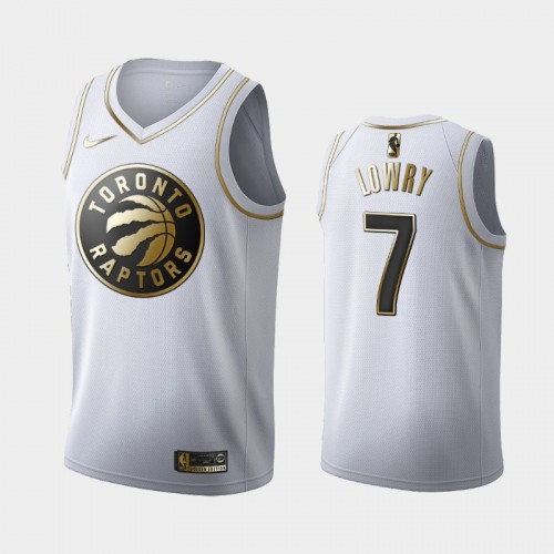 Men's Toronto Raptors #7 Kyle Lowry White Golden Edition Jersey