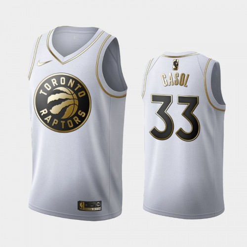 Men's Toronto Raptors #33 Marc Gasol White Golden Edition Jersey