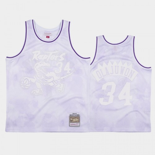 Toronto Raptors #34 Hakeem Olajuwon White 1998-99 Cloudy Skies Jersey - Hardwood Classics