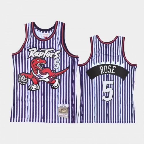 Toronto Raptors #5 Jalen Rose Striped Purple Jersey