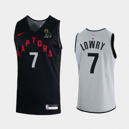 Toronto Raptors #7 Kyle Lowry 2020 Raptors x OVO Reversible Practice Black Gray Jersey