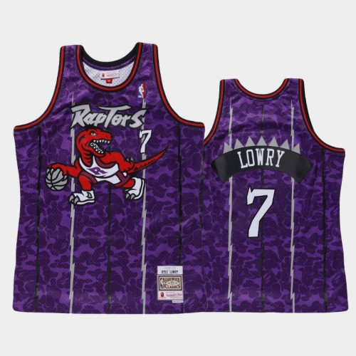 Men's Toronto Raptors #7 Kyle Lowry Purple BAPE X Mitchell Classic Jersey