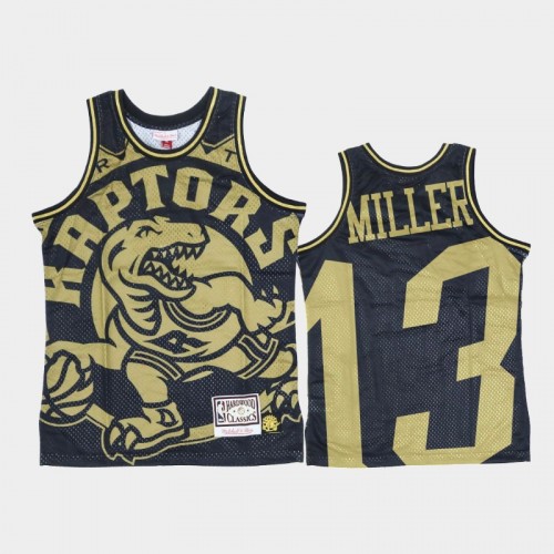 Toronto Raptors #13 Malcolm Miller Black Gold Big Face Jersey - Hardwood Classics