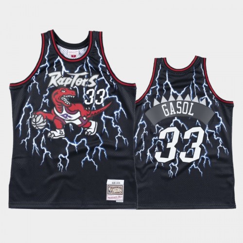 Men's Toronto Raptors #33 Marc Gasol Black Lightning Hardwood Classics Jersey